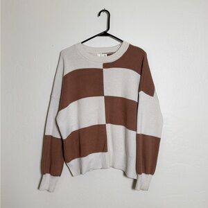 moon & madison Colorblock Brown and Cream Sweater